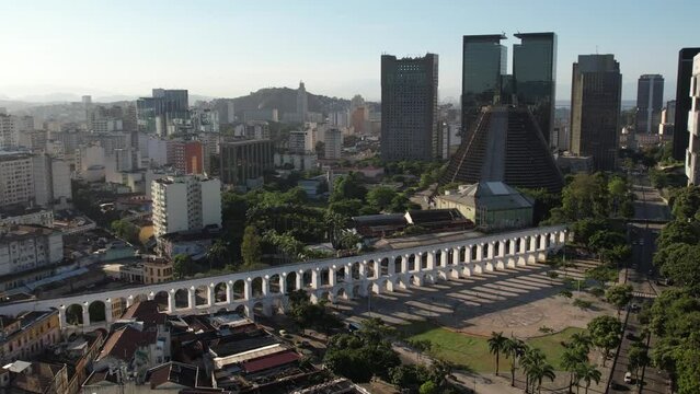 Drone view of LAPA arcs in a city
