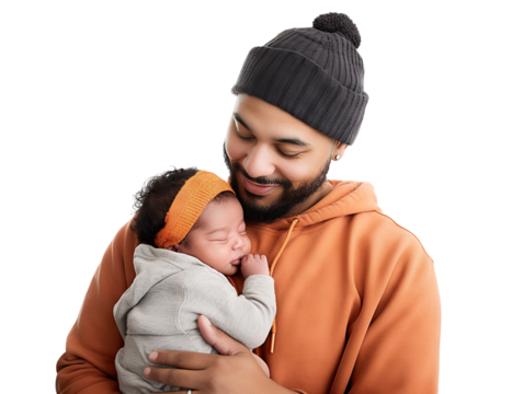 Loving father with a baby in his arms, cut out - Powered by Adobe