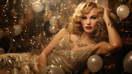 Golden Age Hollywood Glamour New Year, New Year, Generative Ai