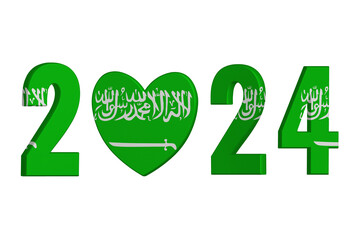 World countries. New Year 2024 celebrate on white background. Saudi Arabi