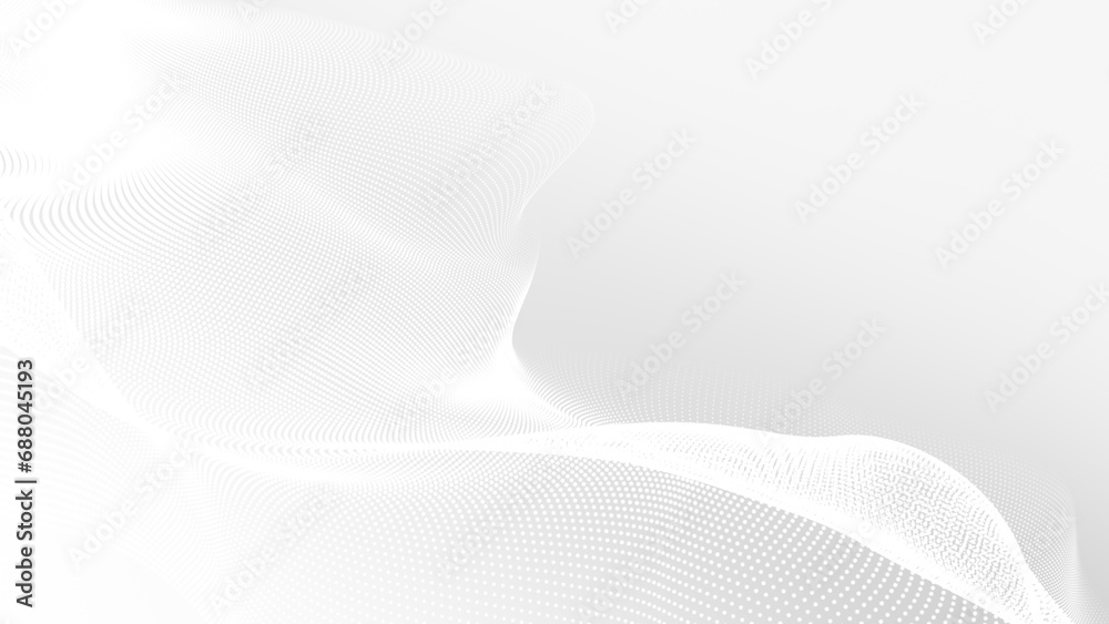 Wall mural dot white gray wave light technology texture background. abstract big data digital concept. 3d rende