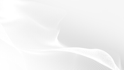 Dot white gray wave light technology texture background. Abstract big data digital concept. 3d rendering. - obrazy, fototapety, plakaty