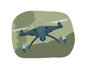 Combat drone strikes. Vector illustration.