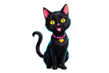 Fototapeta premium A Cartoonish Black Cat in a Playful Pose (PNG 10800x7200)
