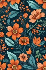 Möbelaufkleber An enchanting orange floral background, vibrant and full of life, blooms with a breathtaking display of intricately detailed petals. © Graphic Gem Market