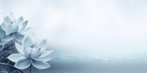 Mystic Arctic Floral Zen Avantgarde Background in the Colors Moonlit Silver, Ash Grey and Sky Blue - Winter Zen Flower Backdrop - Winter Flower Wallpaper created with Generative AI Technology