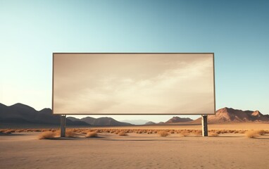 Desert Billboard Mockup under Blue Sky