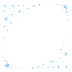 Fototapeta na wymiar Christmas background or frame with snowflakes and place for text. Vector illustration, border, winter decor, decoration. Card for celebration, invitation, congratulation.