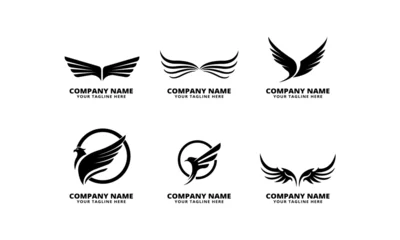 Fotobehang eagle wing set logo vector icon © erick