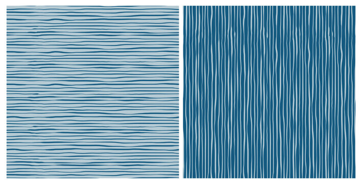 Set of blue wave lines seamless repeat pattern. Bundle of vertical and horizontal stripes all over surface print.