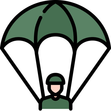recommend clip art: Military parachute icon. Filled outline design. For presentation, graphic design, mobile application.