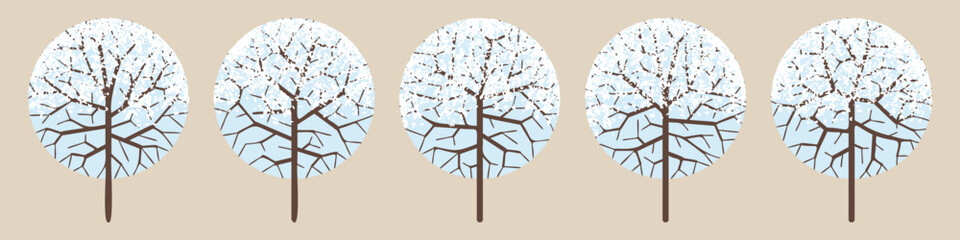 Painted winter trees, vector design