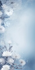 Fototapeta na wymiar Mystic Arctic Floral Zen Avantgarde Background in the Colors Moonlit Silver, Ash Grey and Sky Blue - Winter Zen Flower Backdrop - Winter Flower Wallpaper created with Generative AI Technology