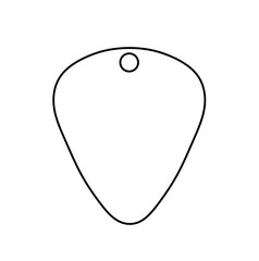 Vector isolated one single guitar pick with hole colorless black and white contour line easy drawing