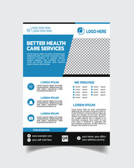 Professional healthcare flyer template, medical flyer leaflet medical cover layout a4 