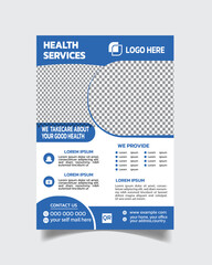 Luxury elegant medical flyer, hospital flyer template unique medical cover layout a4 vector file