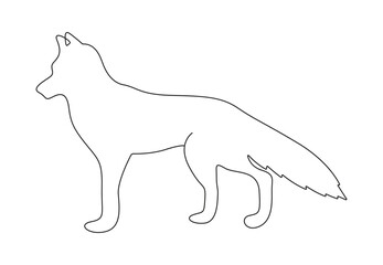 Fox continuous one line drawing. Isolated on white background vector illustration. Pro vector. 