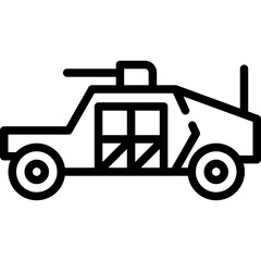 Military tank icon. Outline design. For presentation, graphic design, mobile application.