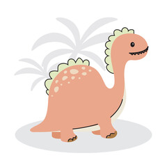 Cute dinosaur in flat style isolated on white background. Vector illustration