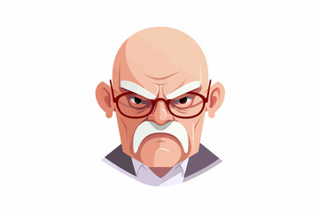 Angry old man isolated vector style on isolated background illustration