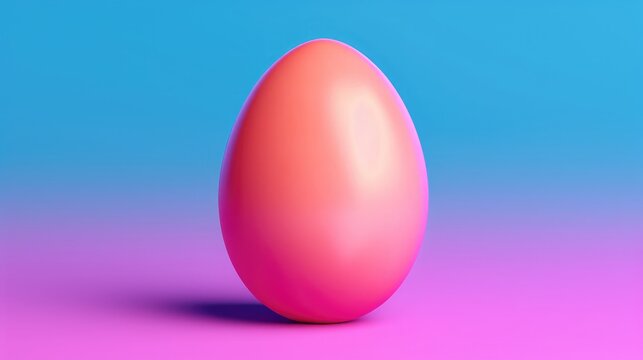 Alone pink egg on the colorful Background. Generative AI