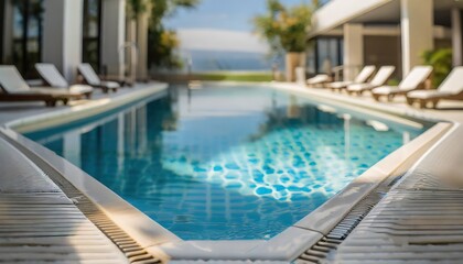 Fototapeta premium close up view of swimming pool with empty space