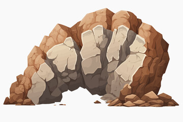 Large rock isolated vector style on isolated background illustration - obrazy, fototapety, plakaty