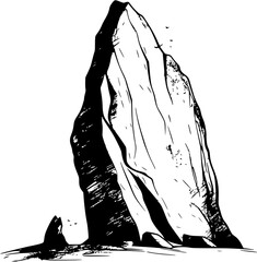 Bouldering Rock Vintage Outline Icon In Hand-drawn Style