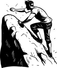 Indoor Bouldering Vintage Outline Icon In Hand-drawn Style
