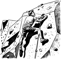 Indoor Bouldering Vintage Outline Icon In Hand-drawn Style