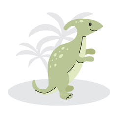 Cute dinosaur in flat style isolated on white background. Vector illustration