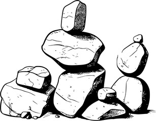 Indoor Bouldering Stones Vintage Outline Icon In Hand-drawn Style