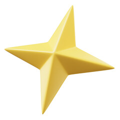 Obraz premium Cartoon Yellow Star, illustrated in a plastic 3D style. 3d illustration with transparent background.
