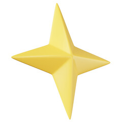 Fototapeta premium Yellow Star, illustrated in a plastic 3D style. 3d illustration with transparent background.