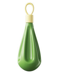 Green Drop Christmas Ornament, illustrated in a plastic 3D style. 3d illustration with transparent background.