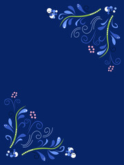 Fototapeta na wymiar blue background for a postcard with lacy corners