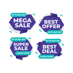 Set of flat design sales label vector