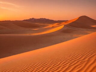 Fototapeta na wymiar nature canvas mesmerizing sunset glow on tranquil desert sandscapes