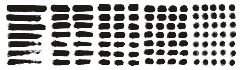 Hand Drawn Round Sponge Regular Artist Brush Straight Lines High Detail Abstract Vector Background MEGA Set 