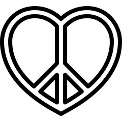 Heart Shaped Peace Sign Icon