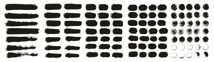 Hand Drawn Round Sponge Regular Artist Brush Straight Lines High Detail Abstract Vector Background MEGA Set 