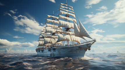 3d rendered photo of ship on the ocean made with generative AI