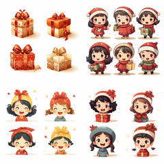 cartoon, boy, people, vector, icon, child, set, kid, character, illustration, woman, baby, smile, avatar, face, fun, symbol, pattern, children, collection, funny, school, stickers, color, comic