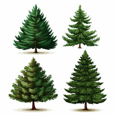 Fototapeta premium tree, christmas, winter, fir, pine, holiday, snow, forest, vector, green, xmas, evergreen, nature, season, christmas tree, celebration, illustration, decoration, spruce, set, branch, fir-tree, new, ye