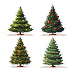 christmas, tree, decoration, holiday, christmas tree, xmas, fir, celebration, star, ball, winter, illustration, season, year, green, new, gift, pine, vector, new year, spruce, ornament, present, everg