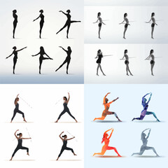 Fototapeta na wymiar silhouette, people, vector, woman, sport, illustration, dance, fitness, silhouettes, running, black, fashion, men, child, body, jumping, boy, art, business, person, lady, outline, ball, runner, pose
