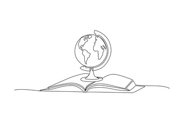Continuous one line drawing International Education Day concept. Doodle vector illustration.