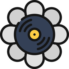 Obraz premium Flower Record Disc Icon