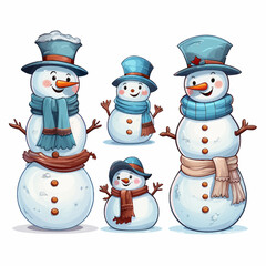 snowman, christmas, snow, winter, holiday, vector, hat, illustration, cold, xmas, snowflake, 