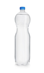 One plastic bottle with fresh water isolated on white